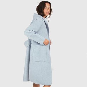 BELLE & BLOOM Walk this Way Sky Blue Hooded Wool Blend Winter Coat